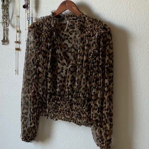 Large free people animal print blouse
